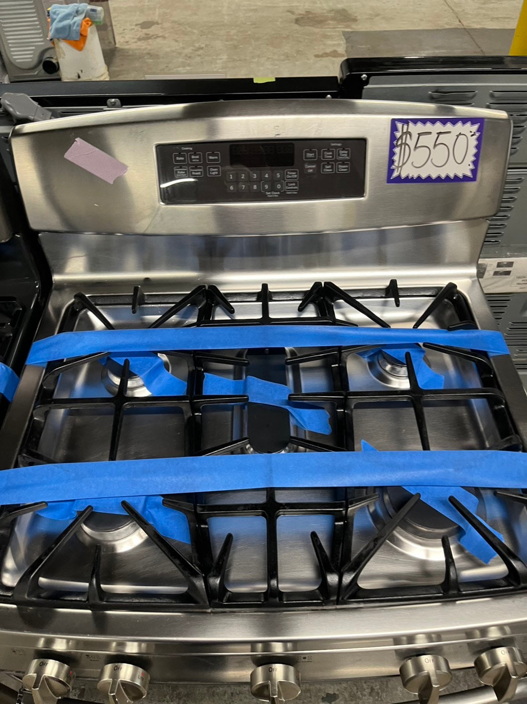 = GE Gas range convection oven 5 burner convection bake broil Hi/Lo self clean in stainless steel -used-Refurbished 30” #GE5TCB