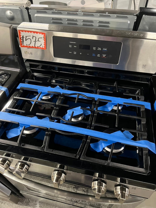 = LG convection oven Gas range 5 burner stainless steel convection bake roast broil  -used-Refurbished 30” #GR1P45B