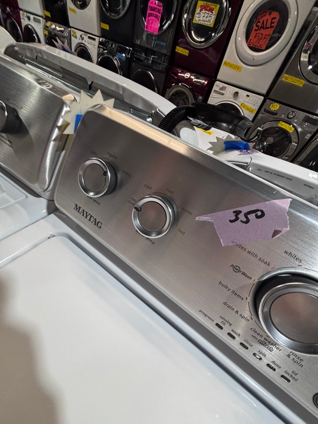 >*Maytag top load washing machine with agitator  & GAS dryer set 27” in #WD975BB used-Refurbished
