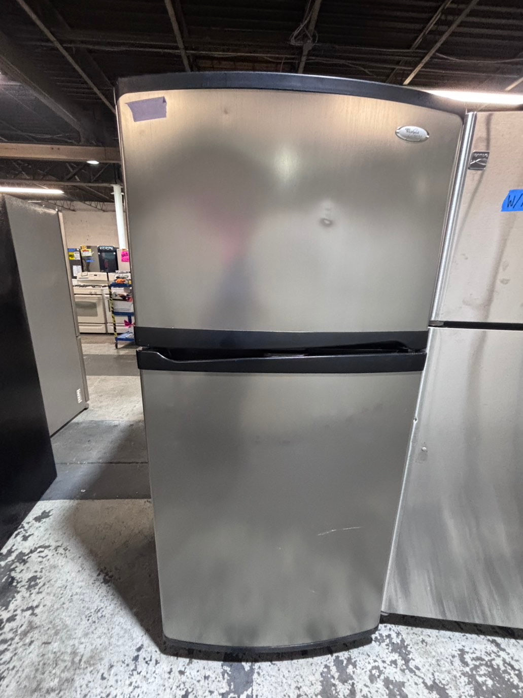 >*special🔥Whirlpool stainless steel top freezer refrigerator with ice maker inside used-refurbished 30" #RFT3SB