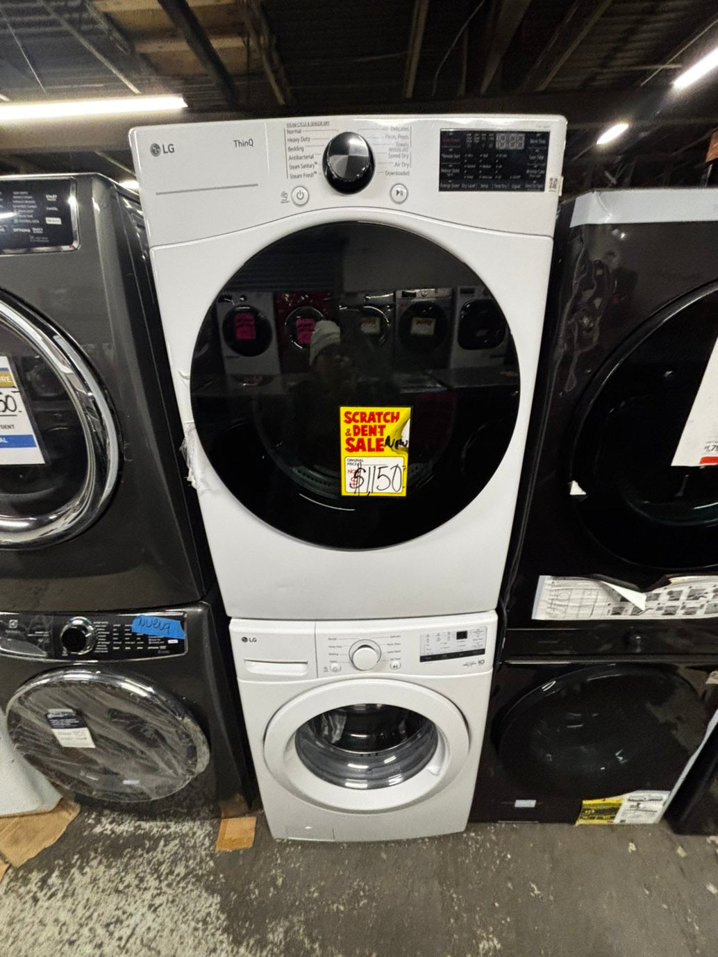 >LG new Open Box 📦 Scratch & dent mix & match 4.5 cu. ft.  Large Capacity Front Load Washer -& 7.4 cu. ft. Large Capacity Front Load Electric Dryer - White mix & match Set / stock number #WDB4AB