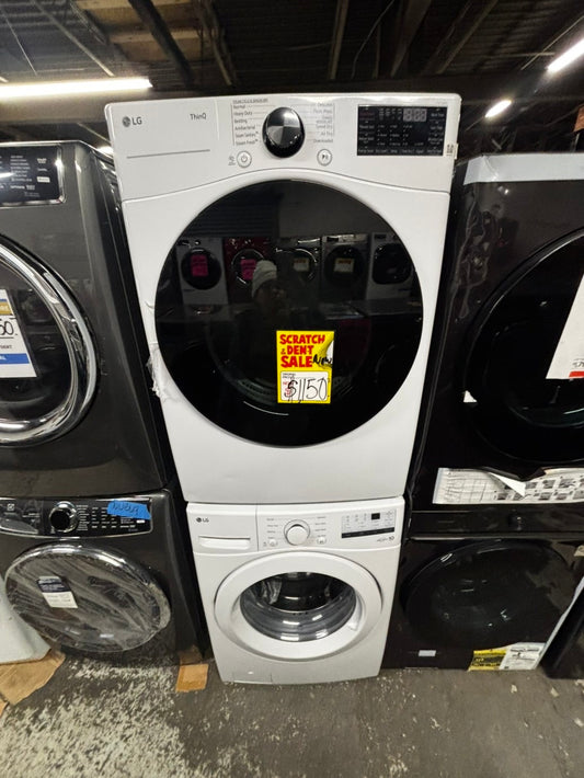 >LG new Open Box 📦 Scratch & dent mix & match 4.5 cu. ft.  Large Capacity Front Load Washer -& 7.4 cu. ft. Large Capacity Front Load Electric Dryer - White mix & match Set / stock number #WDB4AB