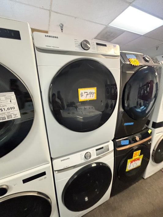 -Samsung steam white color washer 4.5 cu ft & steam dryer 7.5 cu ft set electric 220v front load stackable or side by side -sensor dry HE  #WD1921VL