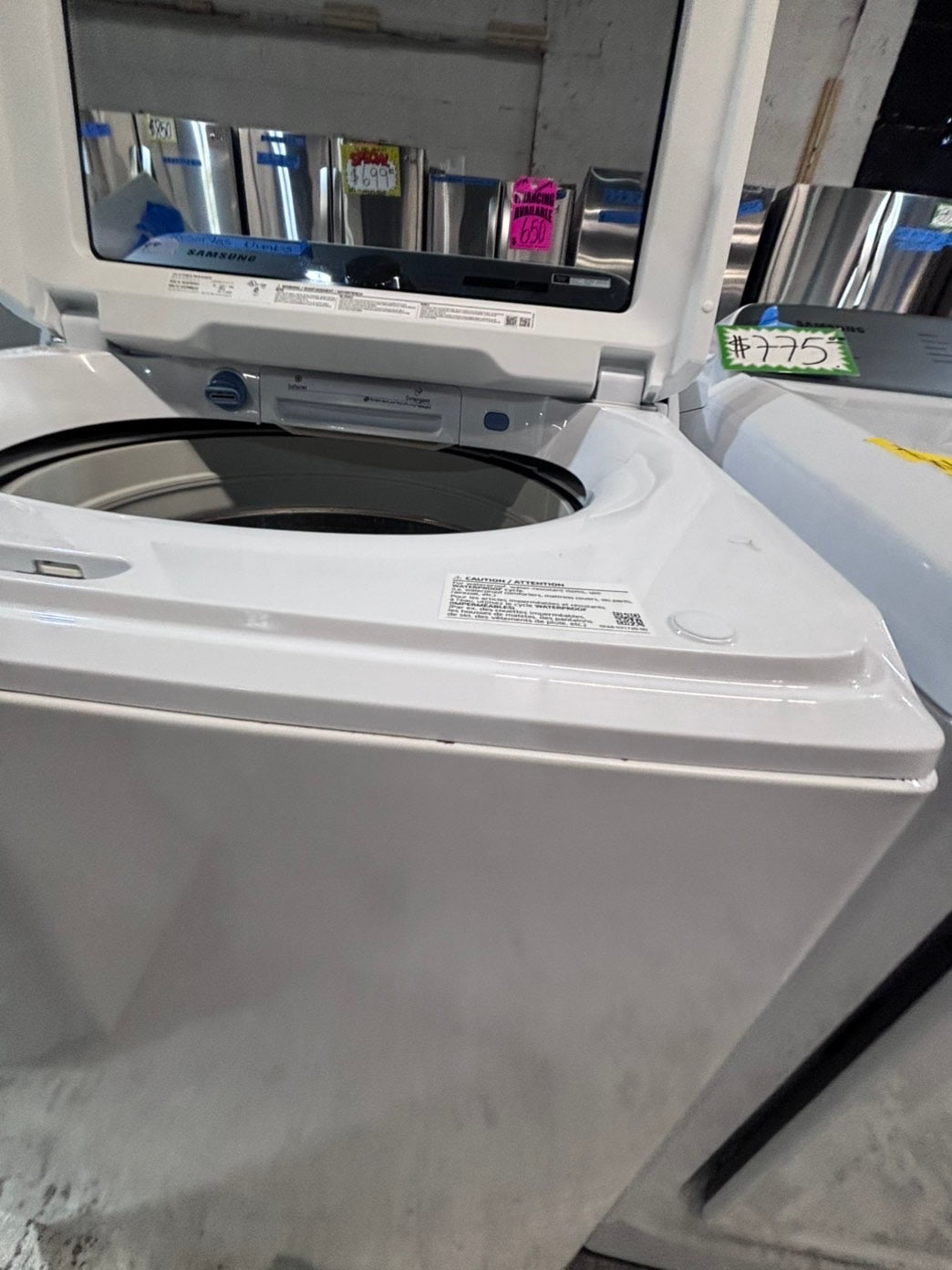 >*samsung extra  Large capacity white color Top load washer Drum stainless steel used,refurbished #SWPY57B