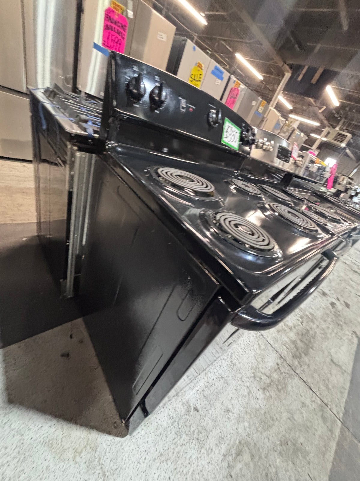 }GE black electric coil top range coil 220v bake /Broil 4 burner used-Refurbished  great condition 30" #GN4QE4B