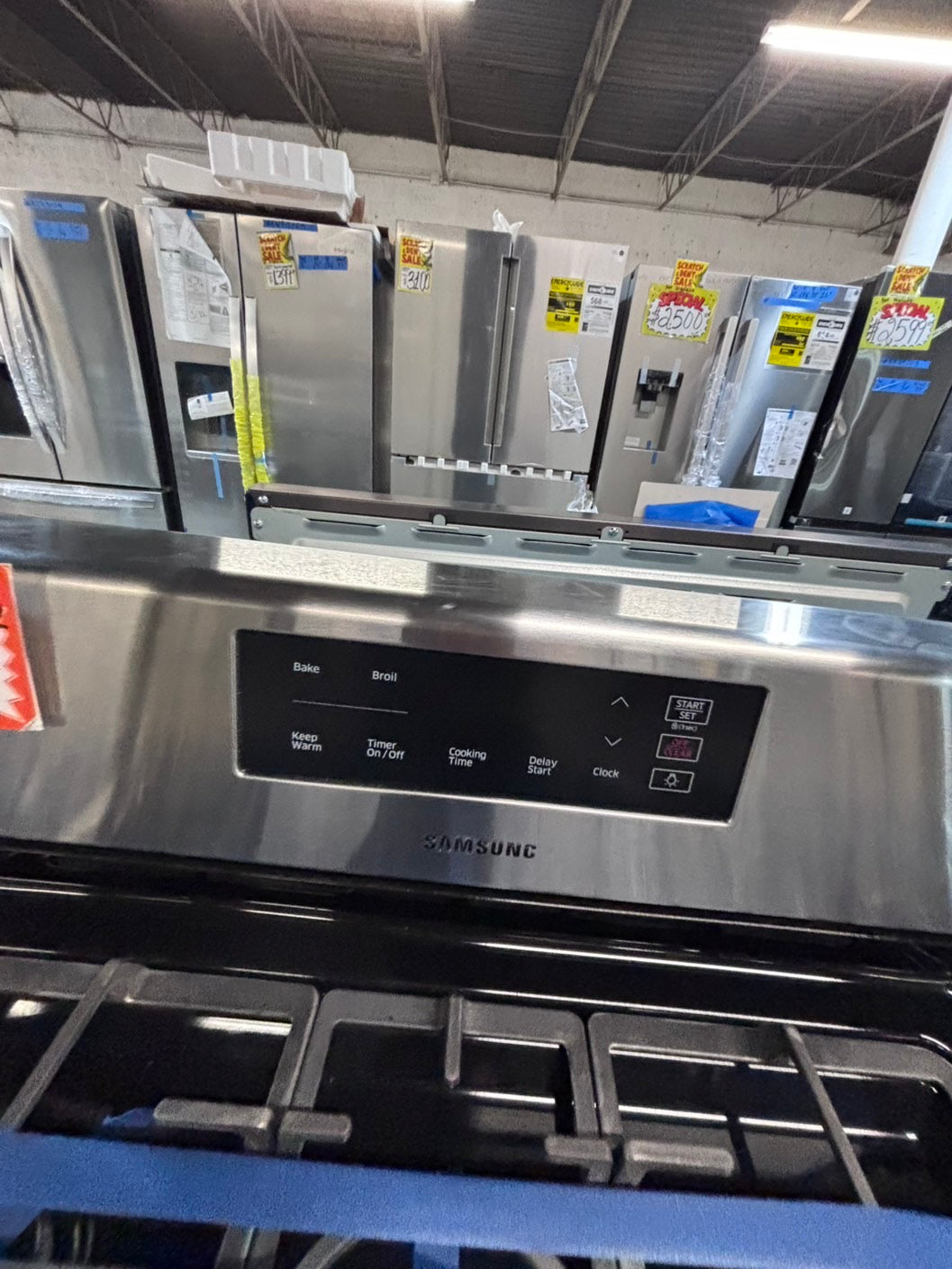 >*samsung Gas range 5 burner convection oven bake ,broil Hi/Lo self clean in stainless steel used-Refurbished 30” #SSY46B