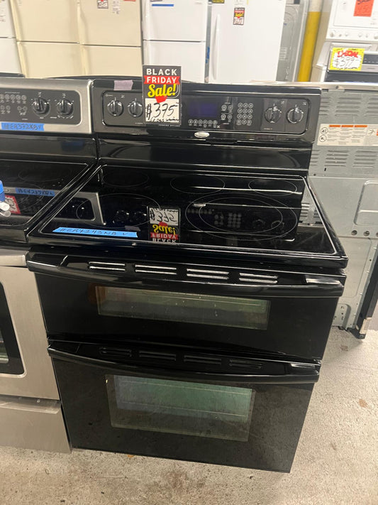 ⚡️Black Friday - Whirlpool double oven electric 220v range 4 burner black bake broil 30" stock number  #ER7243NB