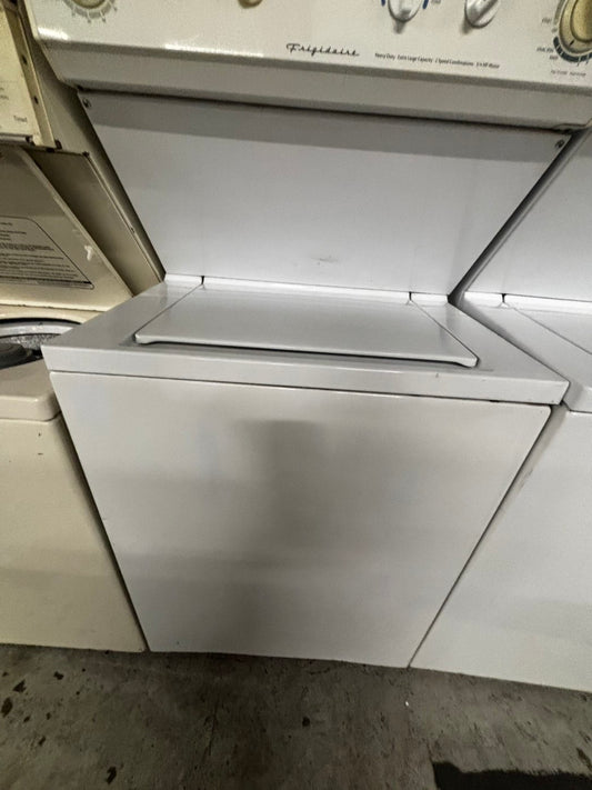 >used-  refurbished Frigidaire stacked laundry center Electric 220v washer & dryer unit in white 27" #LWR28B