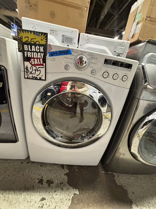 -📢black Friday sale 🦃  LG  front load stackable GAS dryer in white , stainless steel drum 27" #ED411GB