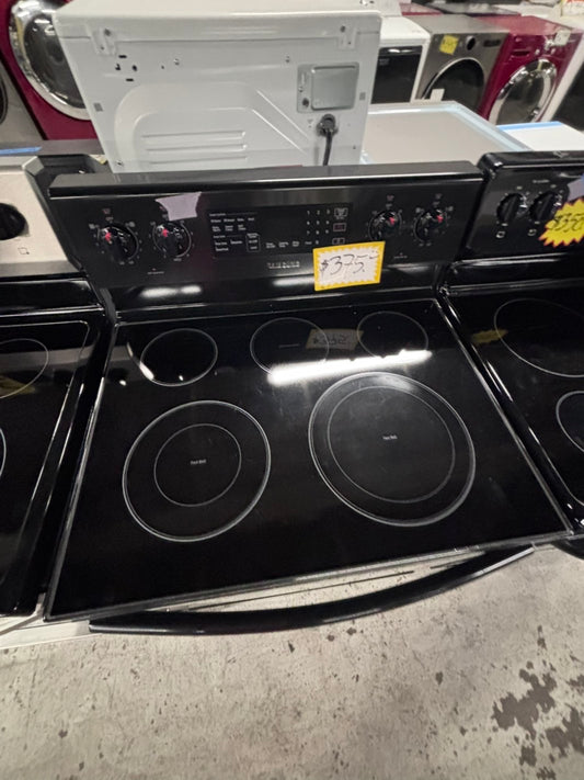 >Samsung electric 220v glass top range ,bake Broil roast self clean , convection oven ,black  30" used-Refurbished #ERK99B