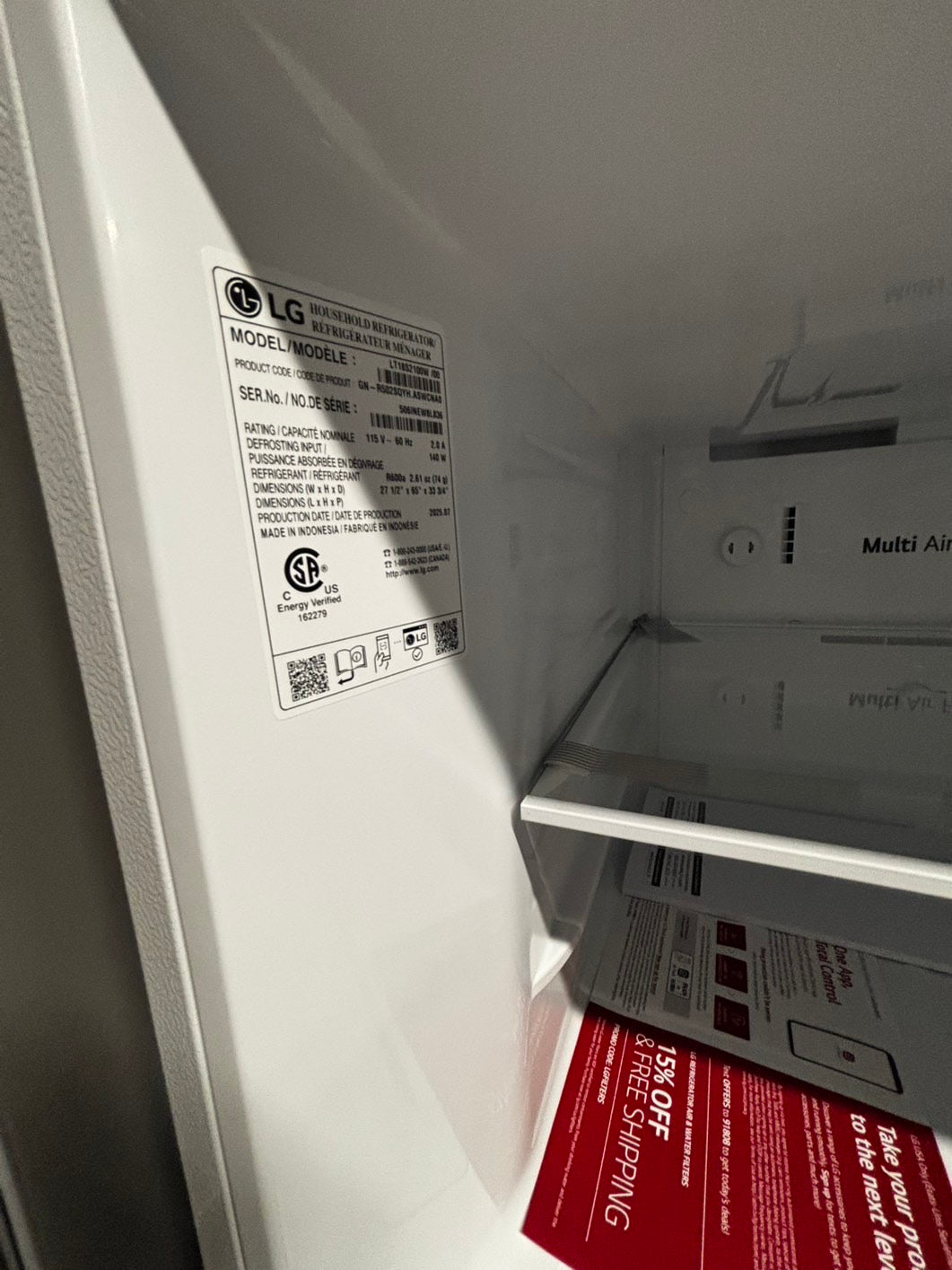 >new scratch and dent -Open box 📦.  This 28 inch freestanding top freezer refrigerator has a generous 18 cu. ft. of space, perfect for storing groceries. The Multi-Air Flow system maintains ideal humidity and temperature levels, keeping your food #RFG18B