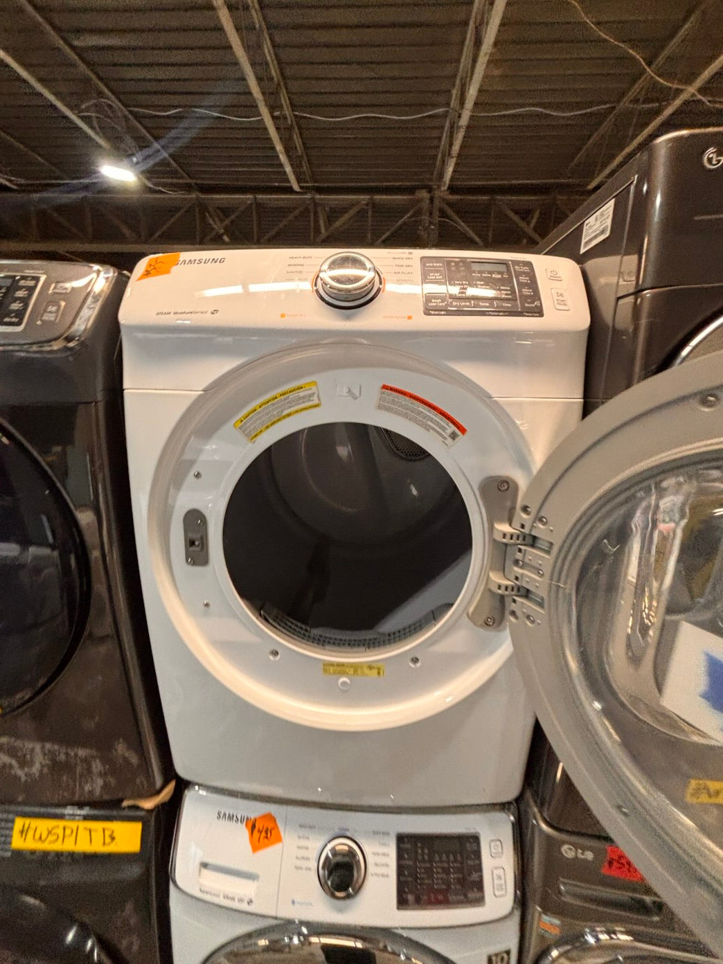 }} Samsung front load  washer large capacity& electric dryer steam set front load stackable or side by side white  27” in used-Refurbished working 💯 with warranty #SAX675ET