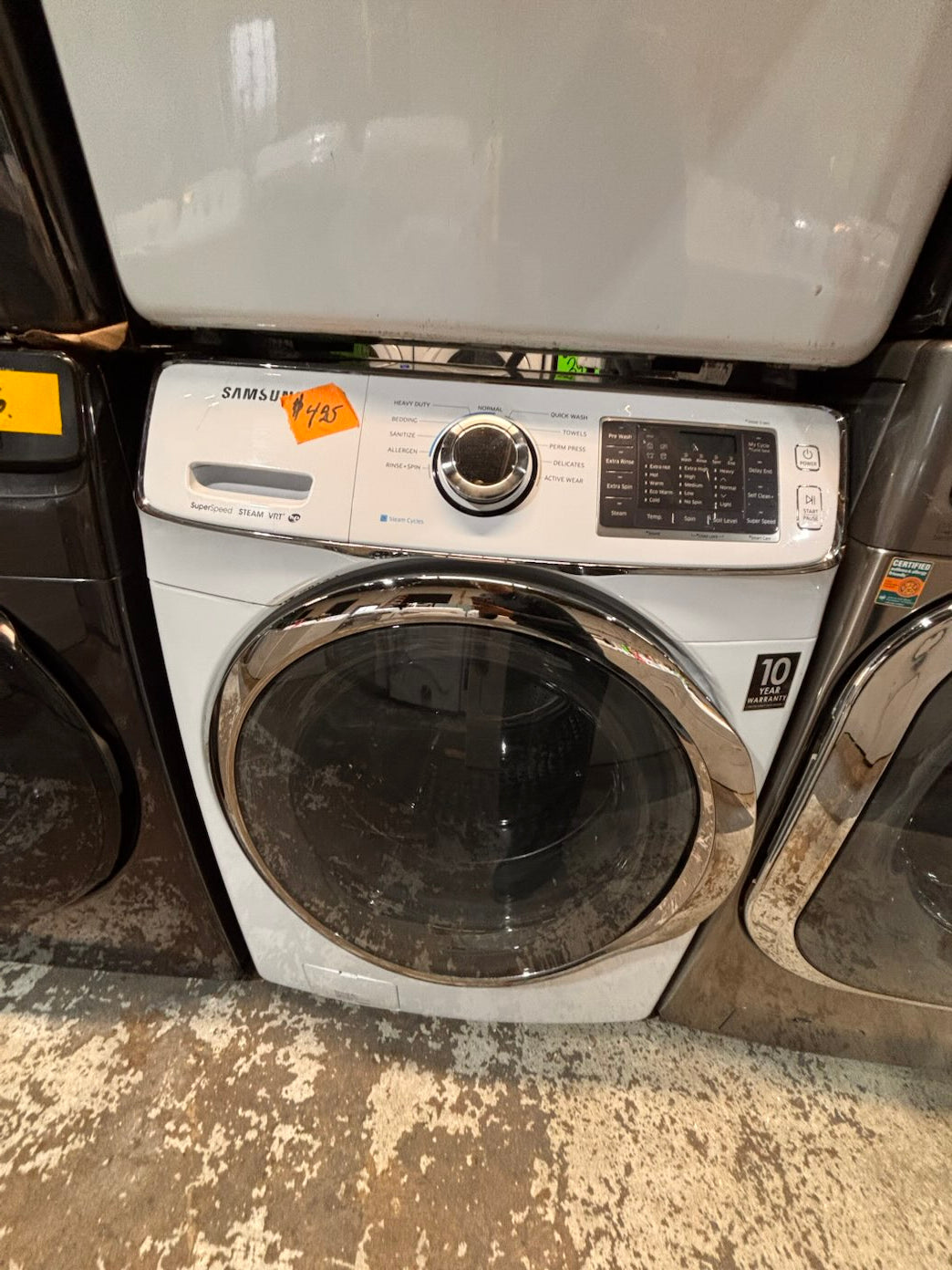 }} Samsung front load  washer large capacity& electric dryer steam set front load stackable or side by side white  27” in used-Refurbished working 💯 with warranty #SAX675ET