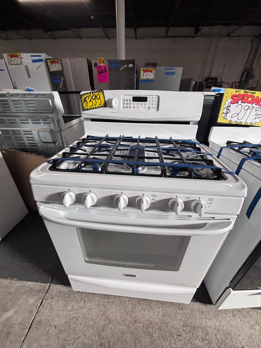 >kenmore Gas range 5 burner convection oven , bake broil Hi/Lo self clean in  white used-Refurbished 30” #KG3PRB