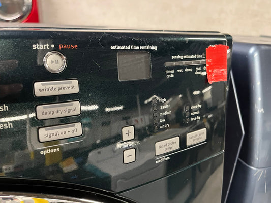 Maytag Dryer electric 220v in dark green front load w/pedestal extra storage stainless steel drum large capacity 27" refurbished #ED346HB