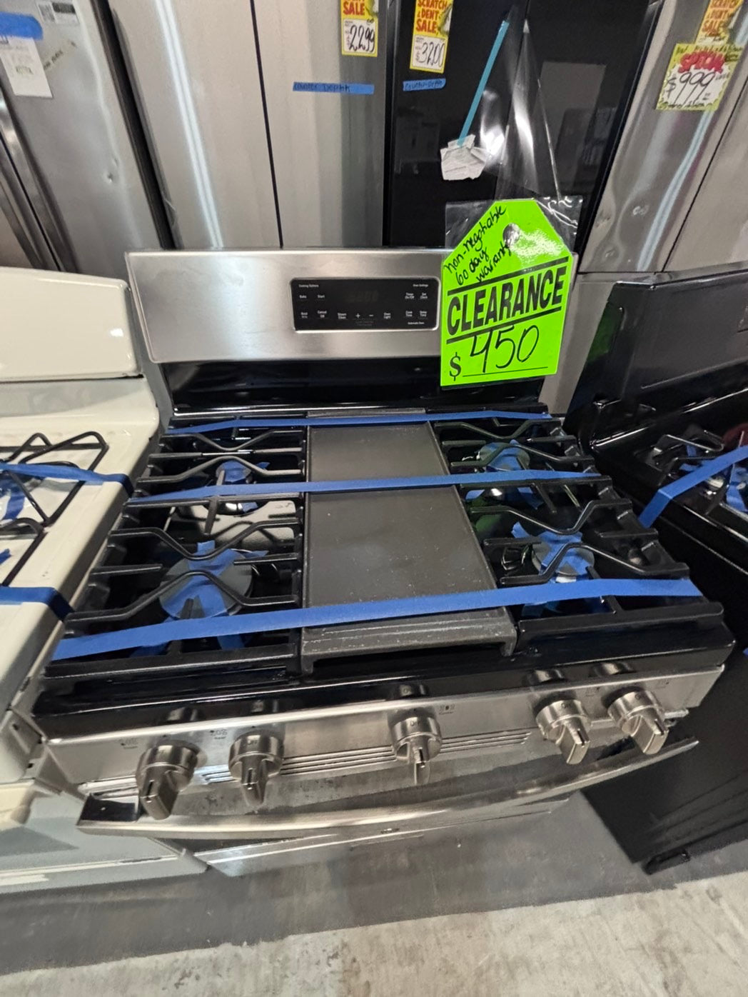>*Sale🔥GE Gas range 5 burner convection oven bake ,broil Hi/Lo self clean in stainless steel used-Refurbished 30” #GSG786B