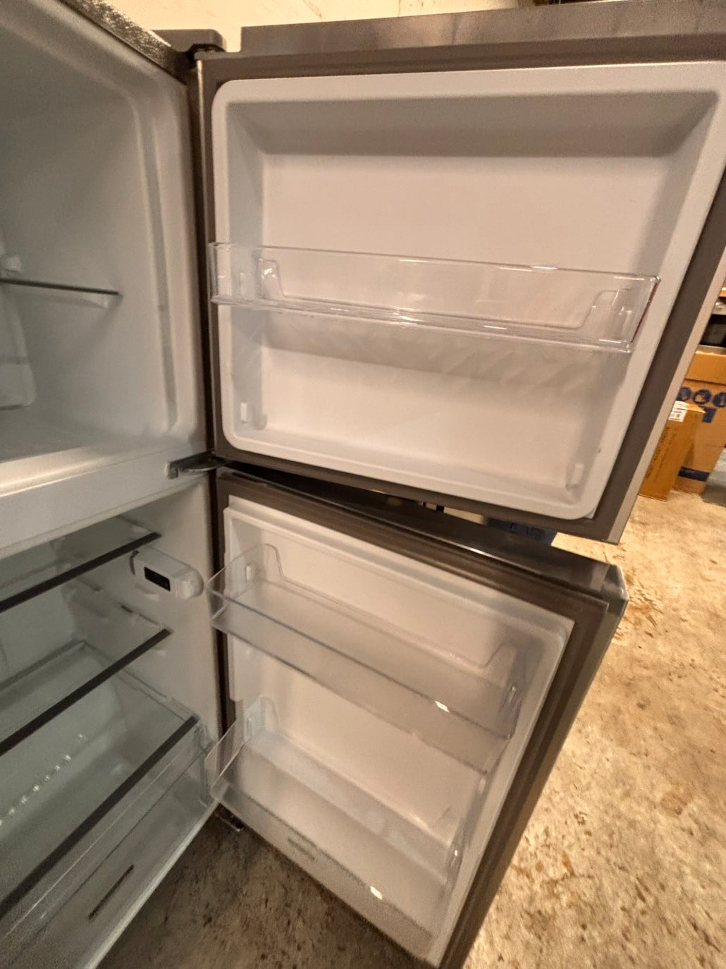 }}24” x 60”height ,whirlpool top freezer refrigerator stainless steel used,refurbished #RFDD6BB