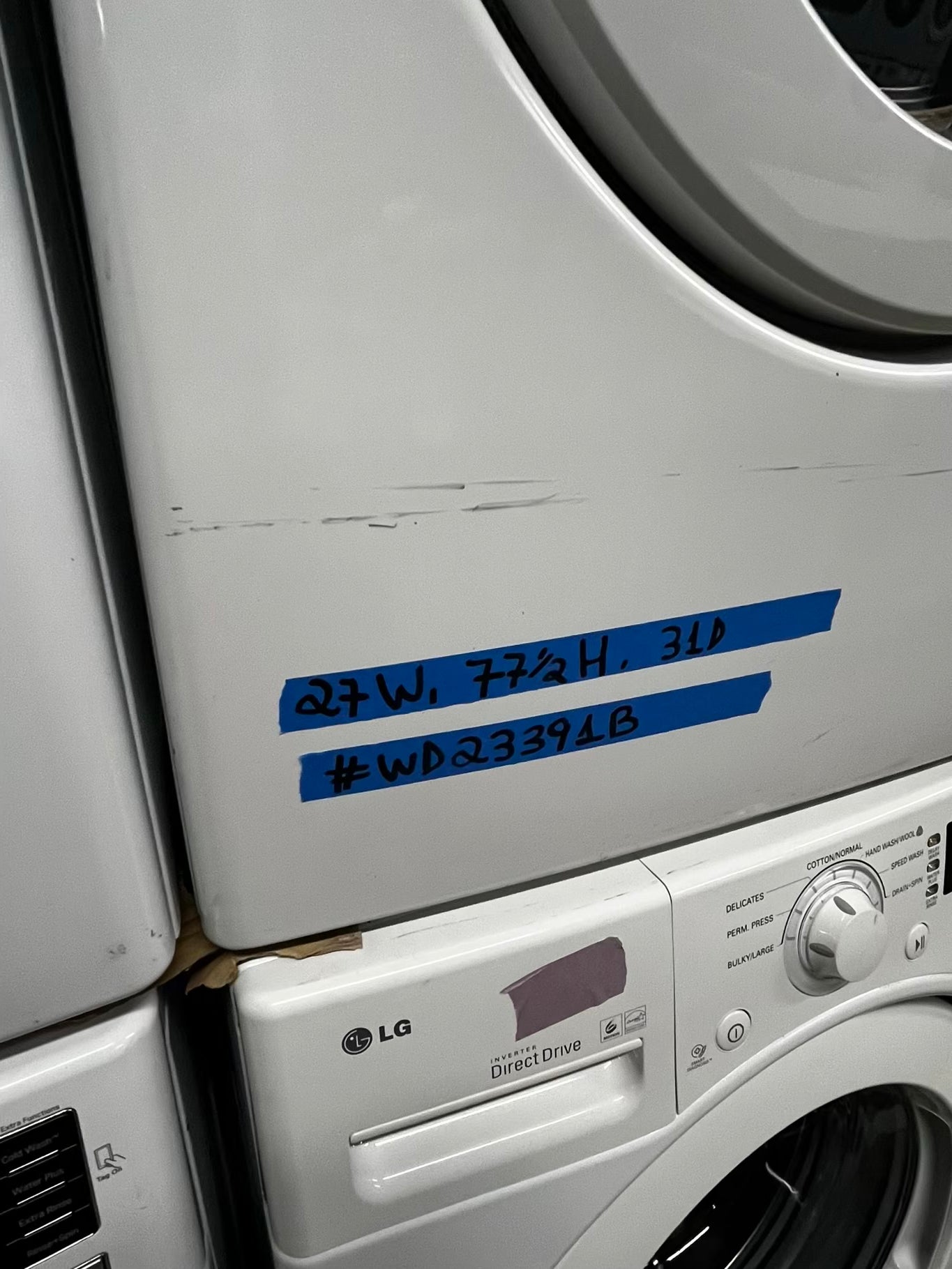 * 🎉 Black Friday - LG washer 4.5 cu ft & dryer 7.5 cu ft set electric 220v front load stackable or side by side - sensor dry He in white  #WD23391B