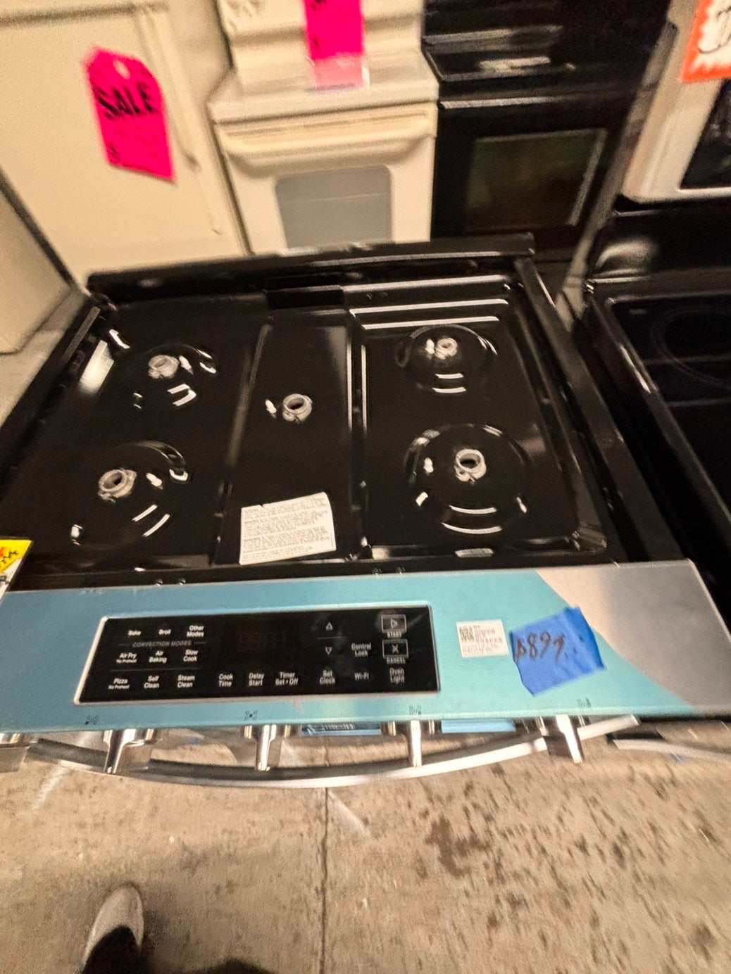 >Scratch & Dent slide-in  whirlpool Air fry Gas Range 5 burner in black Stainless Steel convection oven bake broil 30” #WPRA12B