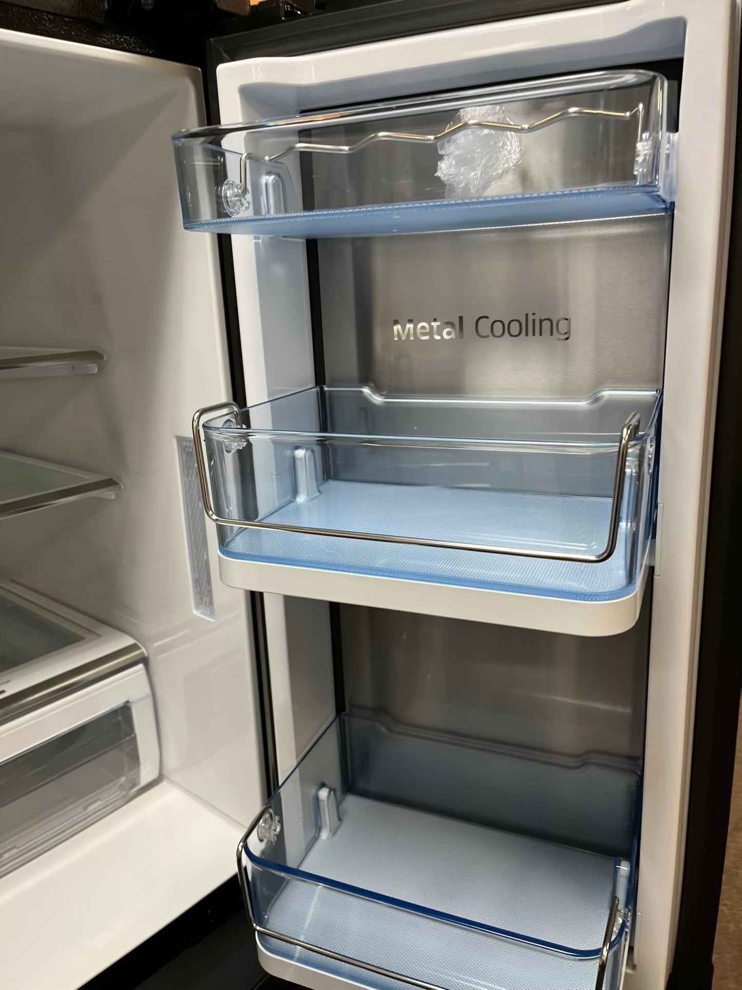 Samsung Four door refrigerator Showcase Slate stainless steel w/ice water dispenser 36" Refurbished #RF736EB