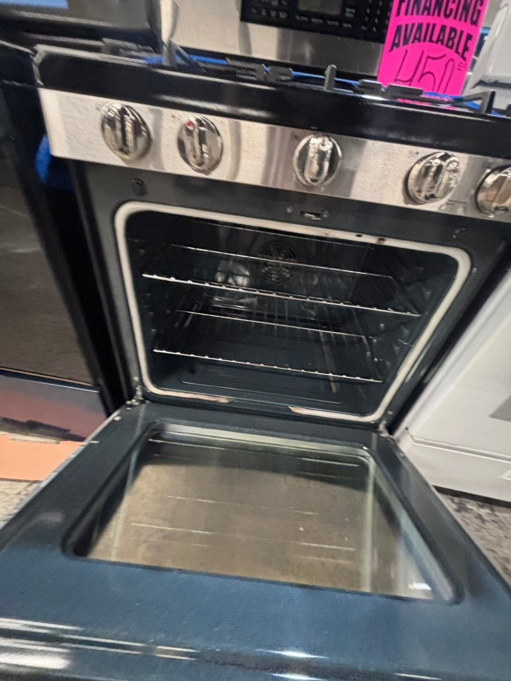 >>samsung Gas range 5 burner convection oven bake ,broil Hi/Lo self clean in stainless steel used-Refurbished 30” #SGX11SB