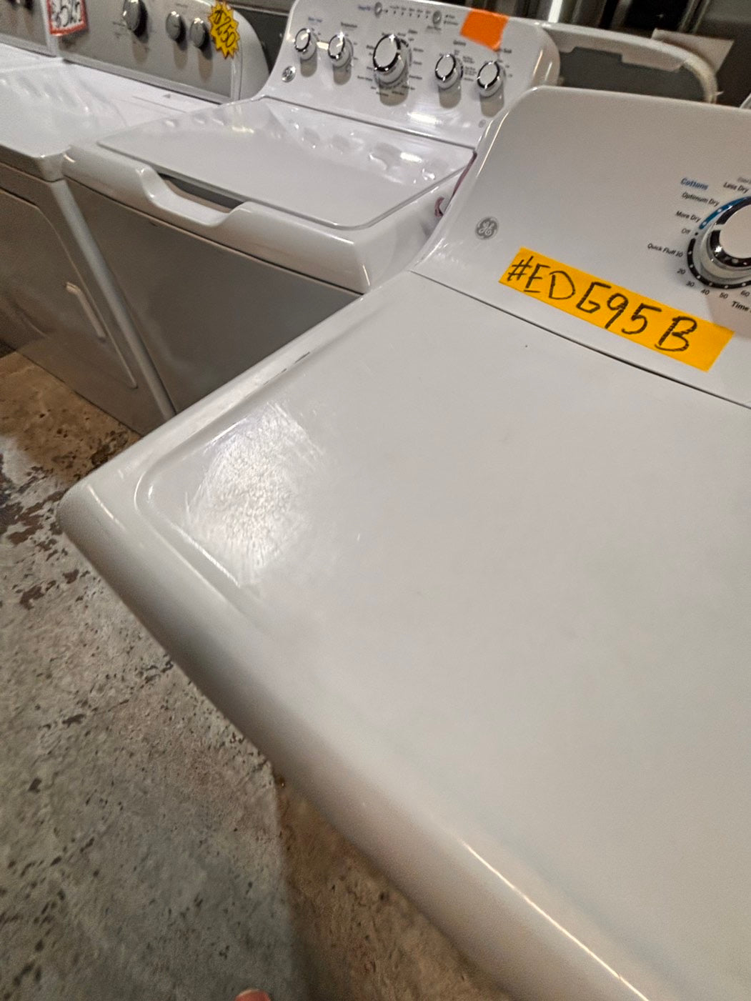 >*GE white  top top load washer with agitator  large capacity & dryer set electric 220v side x side top load stainless steel drum white color used-refurbished #GWD9ABB