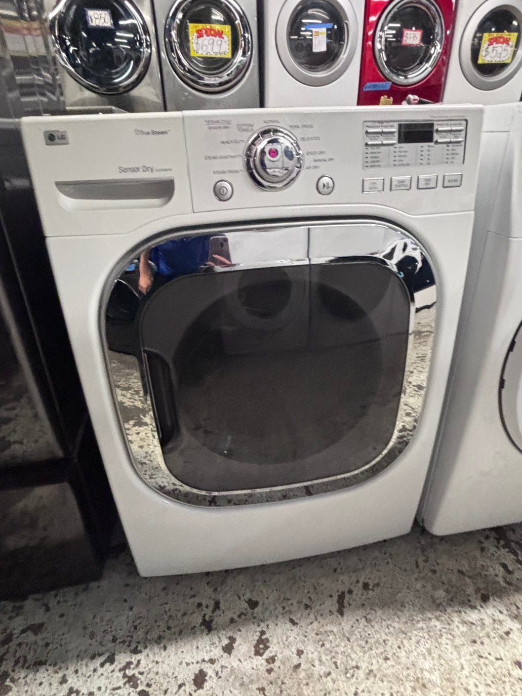 >special 🌟 LG  front load stackable GAS steam dryer in white , stainless steel drum 27" #GDLGZ0B