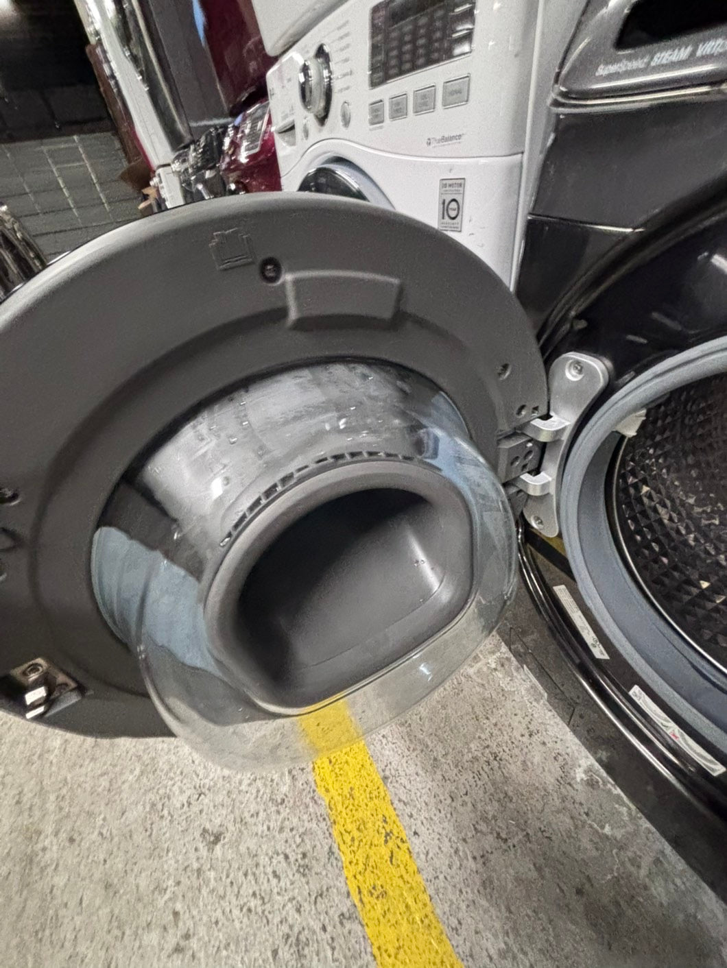 >samsung  front load washer 4.5 cu ft & dryer 7.5 cu ft set electric 220v front load stackable or side by side - sensor dry He in dark gray   #WDKS1B