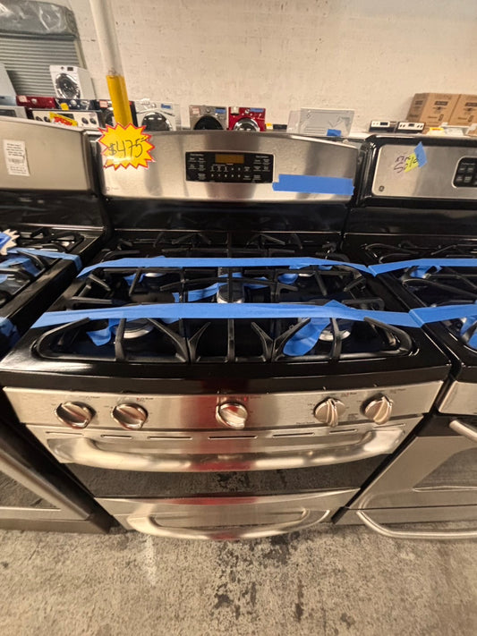 >GE Gas range convection oven 5 burner bake broil self clean in stainless steel -used-Refurbished 30” #GS657B