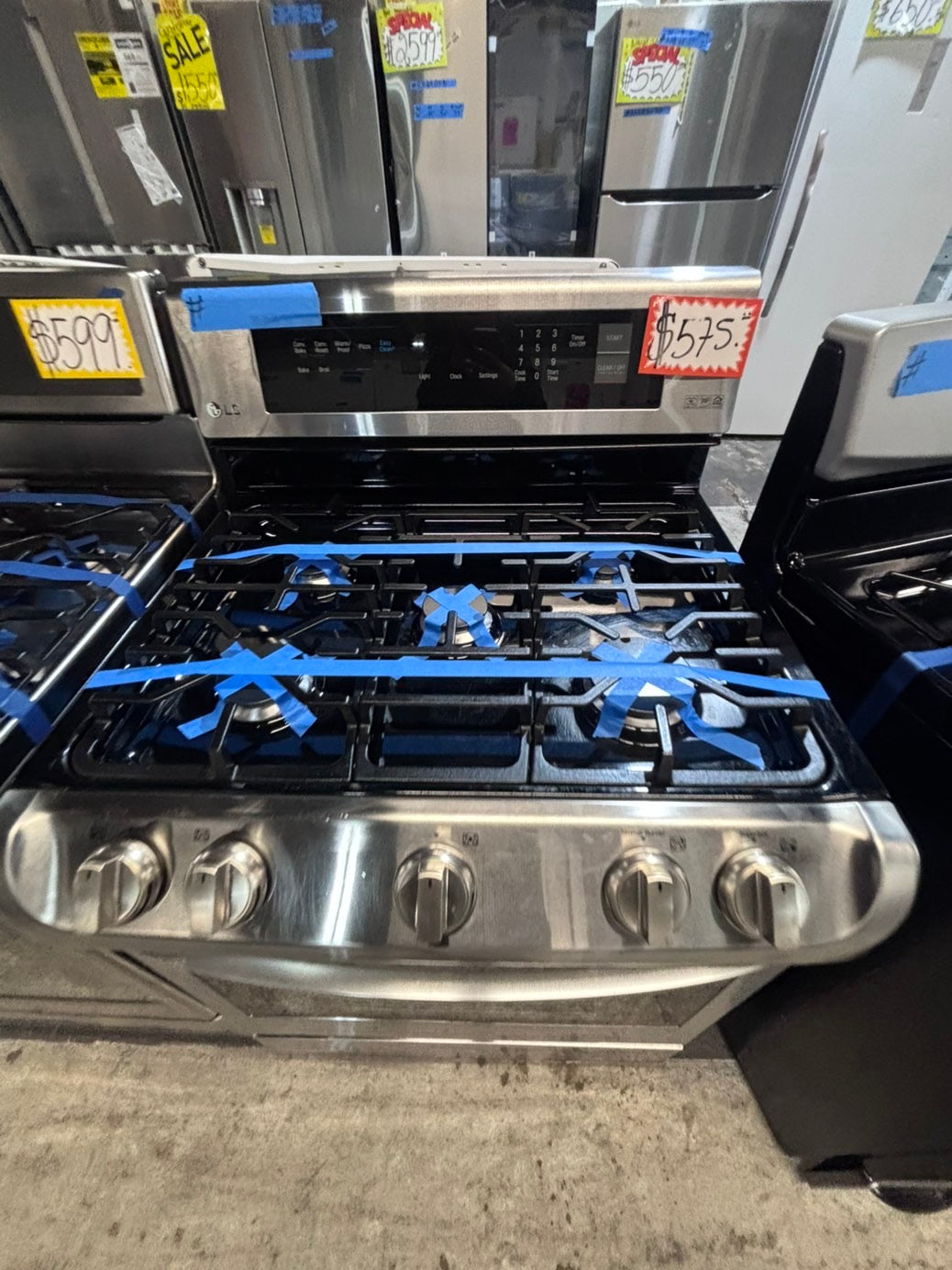 >>LG Gas range 5 burner convection oven bake ,broil Hi/Lo self clean in stainless steel used-Refurbished 30” #LGG5QB