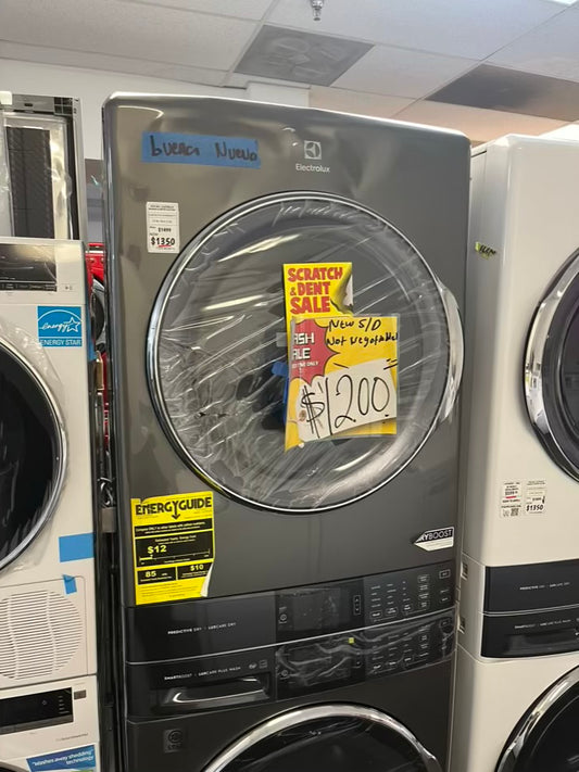 - Open Box Scratch & Dent Electrolux 4.5 cu. ft. Stacked Washer and 8.0 cu. ft. Electric Dryer Laundry Tower in Titanium, SmartBoost Premixing, Energy Star 27” #ED611L