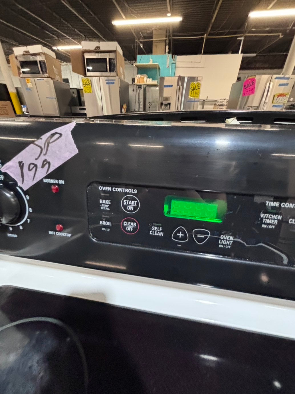 >*special 🔥 GE electric 220v glass top range bake Broil roast self clean black & white  30" used-Refurbished #ESG131B