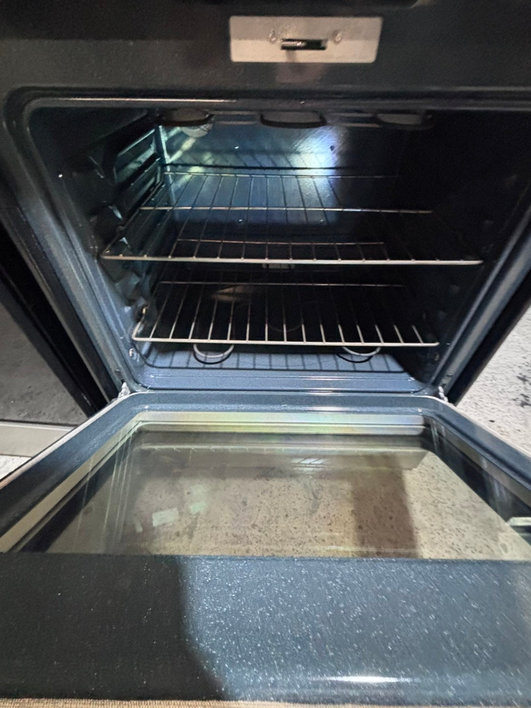 >*GE  electric 220v glass top range 4 burner  bake Broil roast self clean stainless steel 30" Refurbished #EZ77S3B
