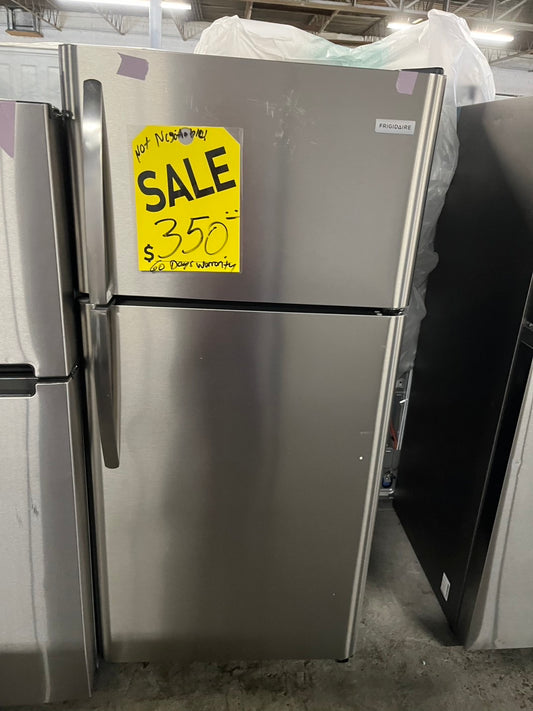 🎉🥳= Frigidaire 30”18cu.ft -top freezer refrigerator stainless steel used refurbished 30” #RFJ28B