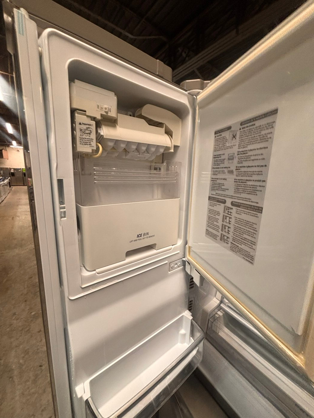 }LG used-Refurbished LG 36”w x69h x 30” depth refrigerator stainless steel w/ice & water dispenser  #FDLS3073B