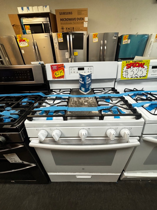 GE Gas range 5 burner bake Temp Recall broil hi/lo in  white         used-Refurbished 30" #GHRR00L