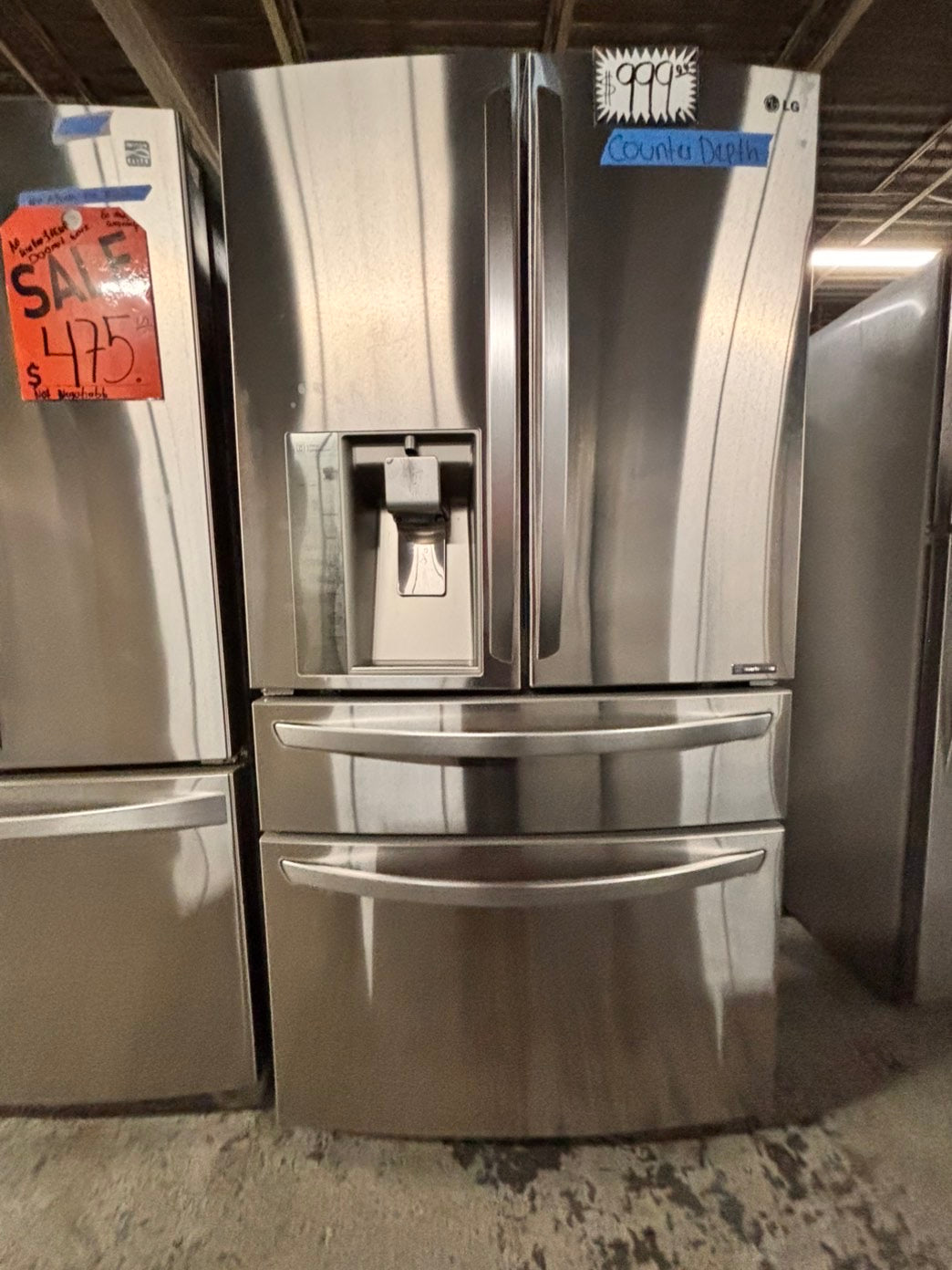 >sale🔥LG  French door 4-doors Refrigerator counter depth stainless steel w/ ice water dispenser great condition 36" used-refurbished #LGAW24BB