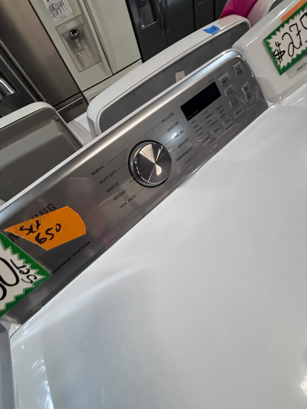 } }Samsung white  top top load washer with agitator large capacity & dryer set electric 220v side x side top load stainless steel  drum ,white color used-refurbished #MYK1B3B