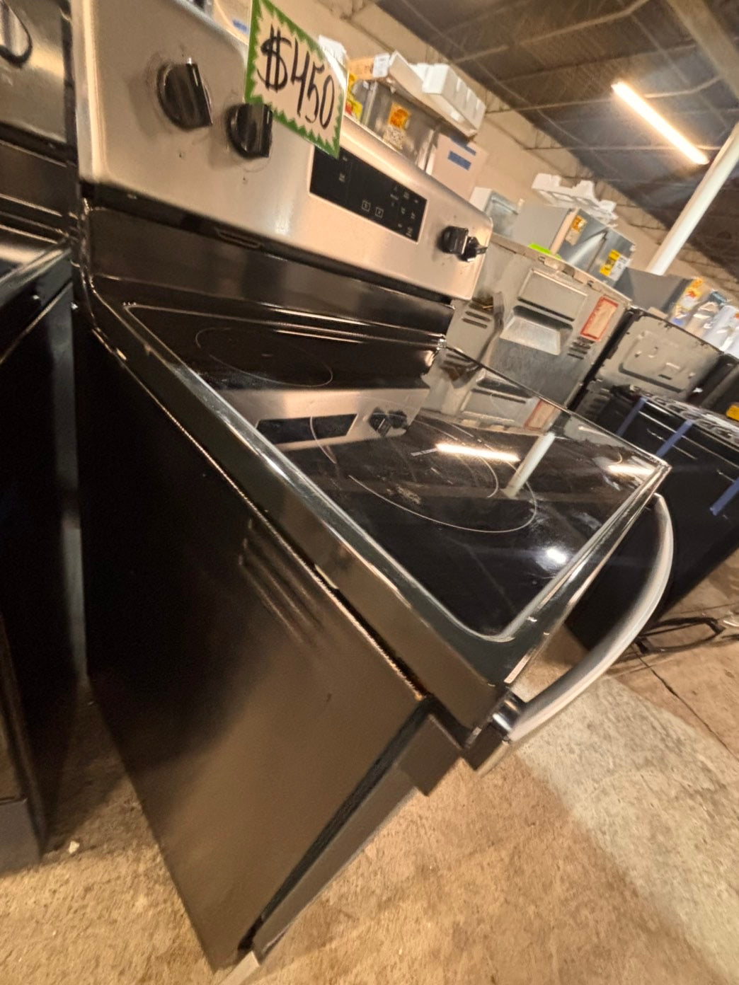 >*whirlpool electric 220v glass top range bake Broil roast self clean stainless steel 30" used-Refurbished #EWG161B