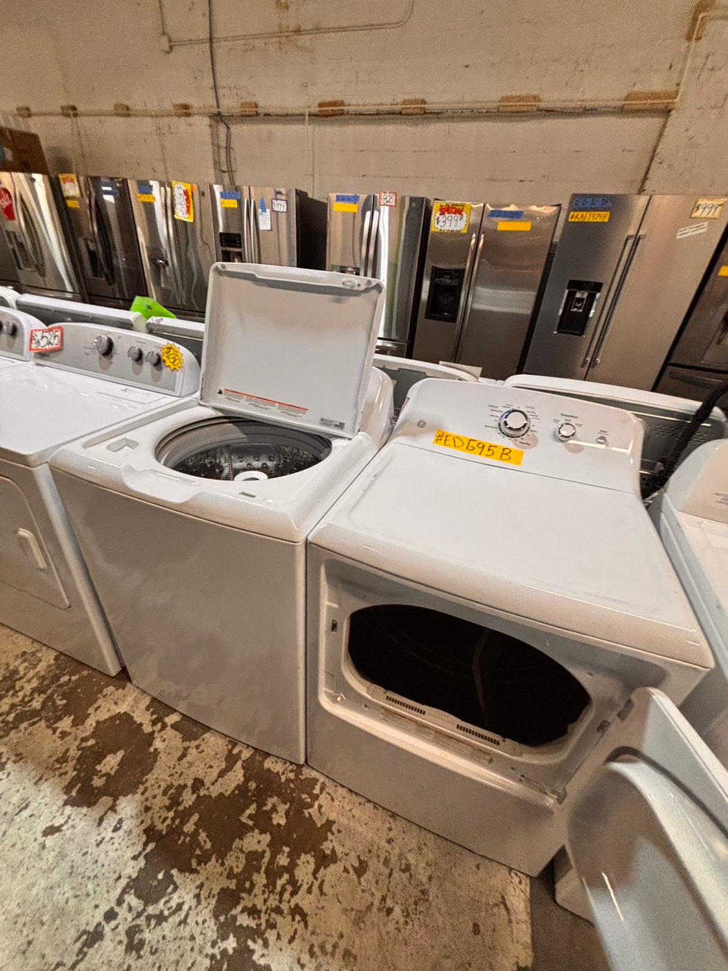 >*GE white  top top load washer with agitator  large capacity & dryer set electric 220v side x side top load stainless steel drum white color used-refurbished #GWD9ABB