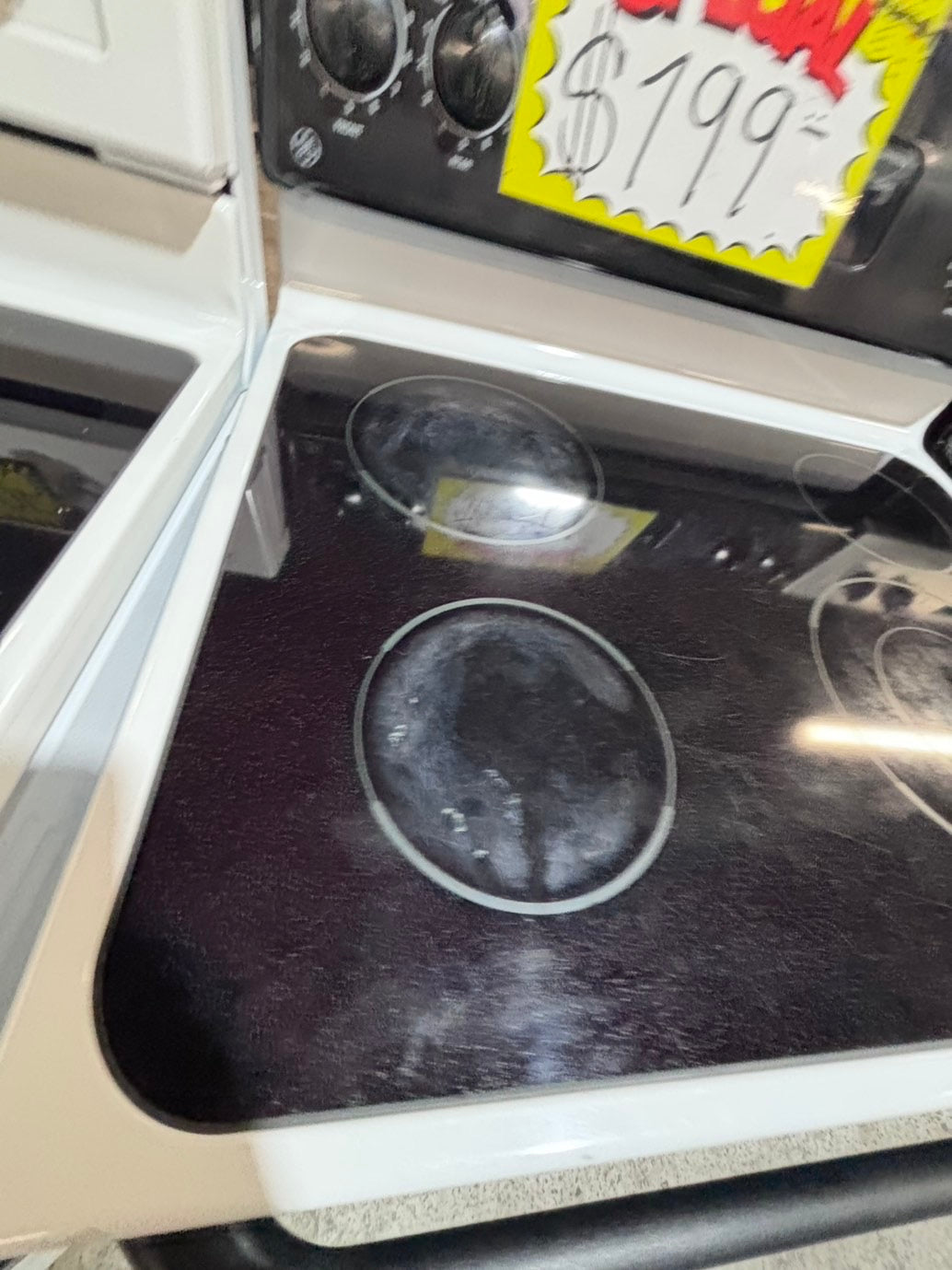 >*special 🔥 GE electric 220v glass top range bake Broil roast self clean black & white  30" used-Refurbished #ESG131B
