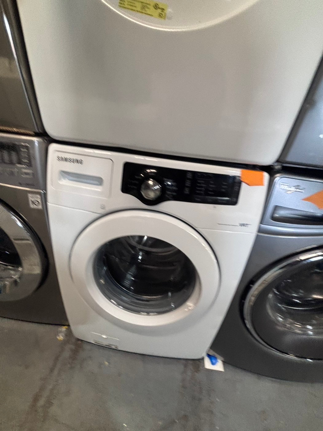 }sale🔥🔥Samsung steam washer 4.5 cu ft & dryer 7.5 cu ft set working 💯 electric  220v front load stackable or side by side - sensor dry white color ,used refurbished   #WS25QSET