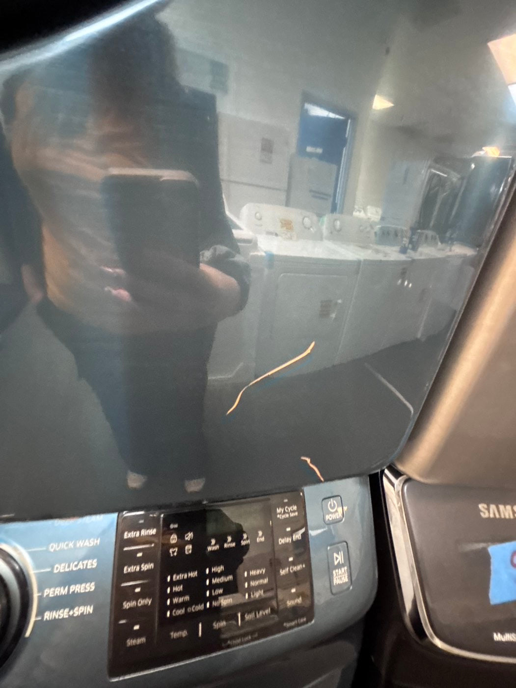 >special price 🔥Samsung washer 4.5 cu ft & dryer 7.5 cu ft set electric 220v front load stackable or side by side - sensor dry He in sky blue color  #WDS411L