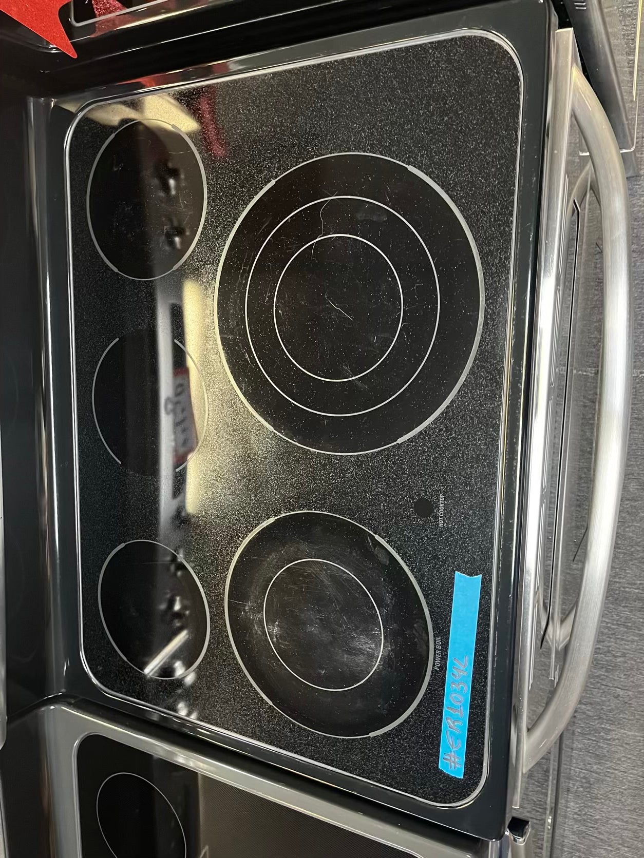 GE electric 220v glass top double oven range 5 burner Refurbished bake Broil self clean stainless steel 30" #ER1034L