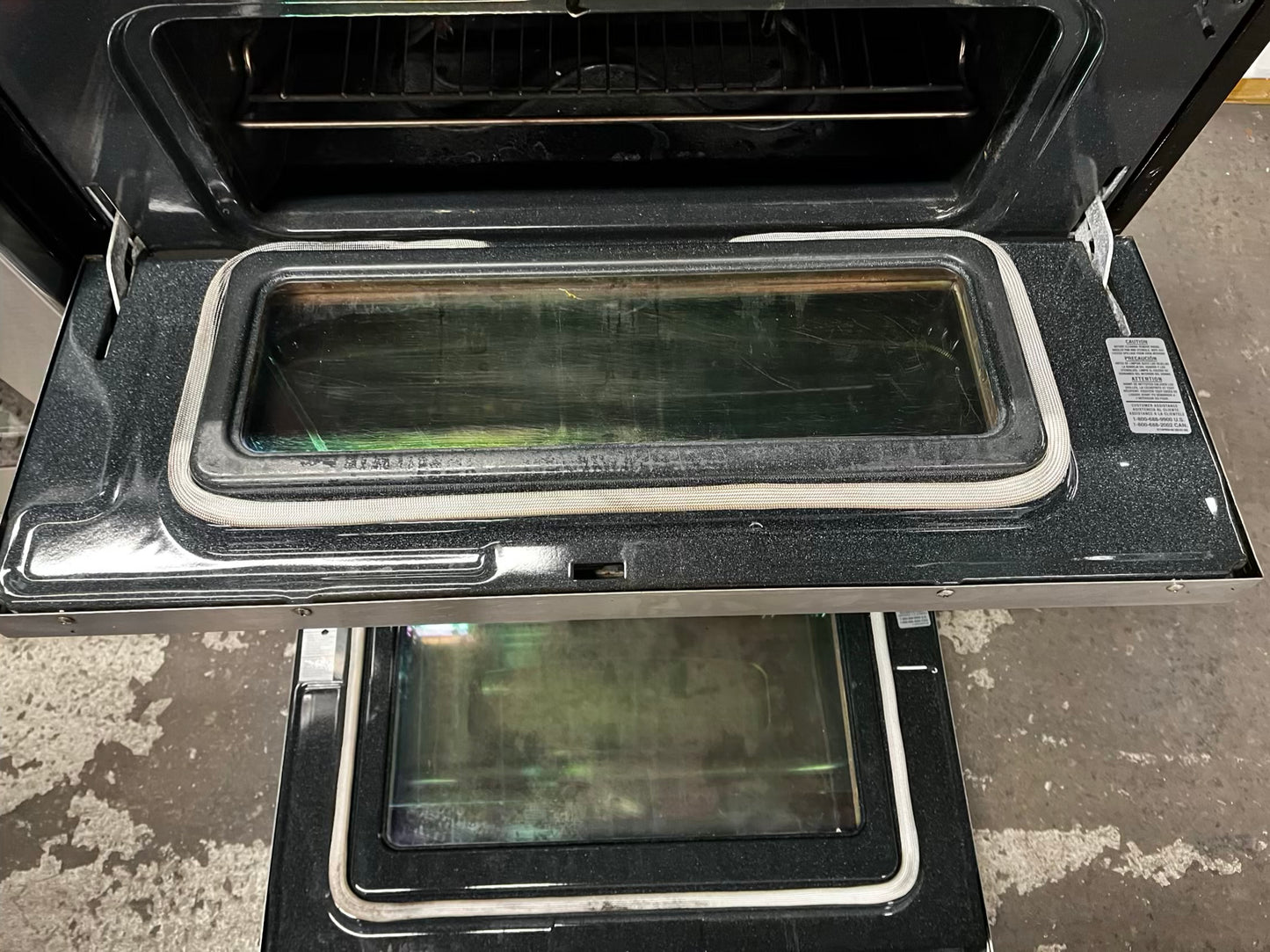 Maytag electric 220v glass top double oven range 5 burner Refurbished convection bake Broil self clean stainless steel 30" #ER93253B