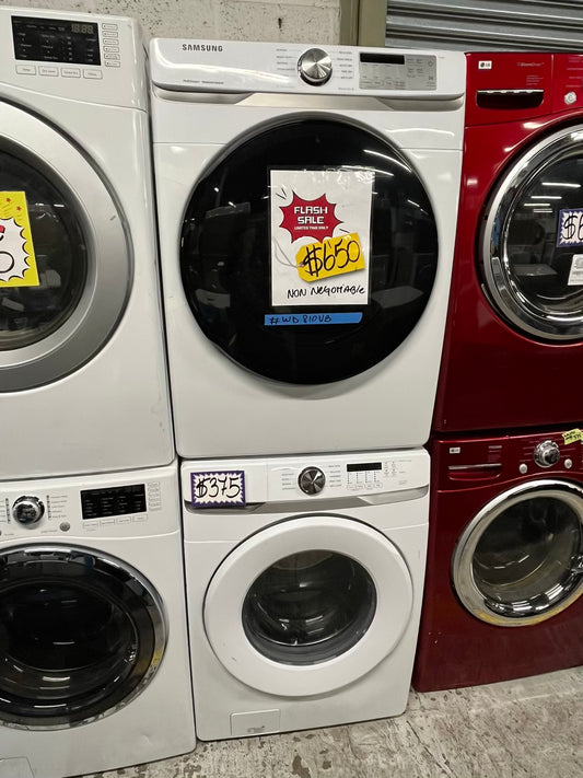 Samsung washer 4.5 cu ft & dryer 7.5 cu ft set electric 220v front load stackable or side by side -sensor dry He in white #WD810VB
