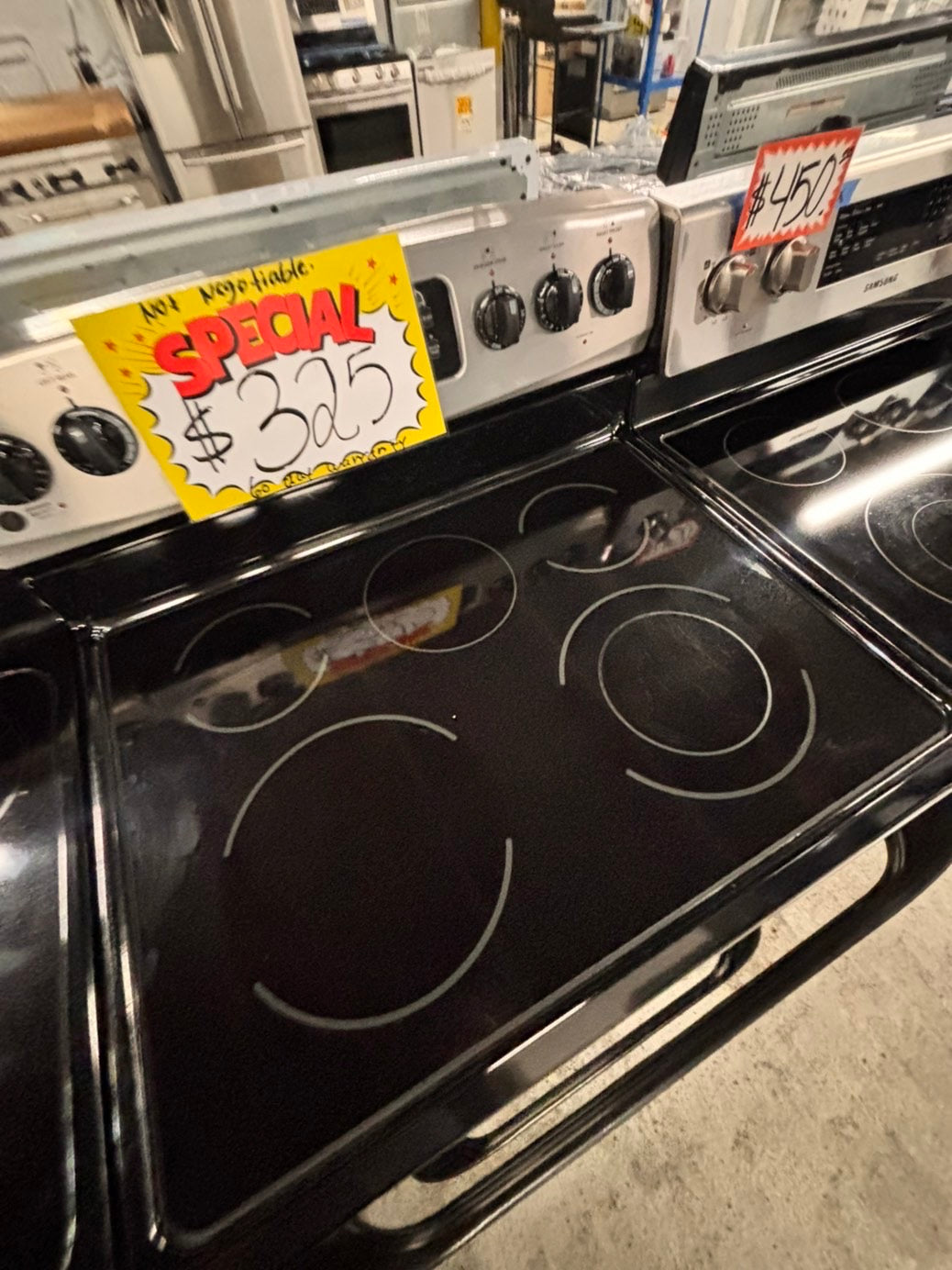 >sale🔥 Kenmore  Glass Top electric stove  bake broil 5 burner convection oven Self clean 30” stainless steel used-Refurbished #KEUP21B