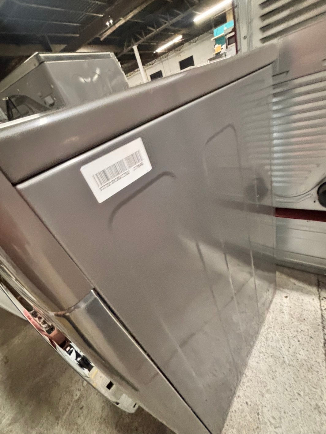 >LG  front load stackable GAS dryer in white , stainless steel drum 27" #ED771GB