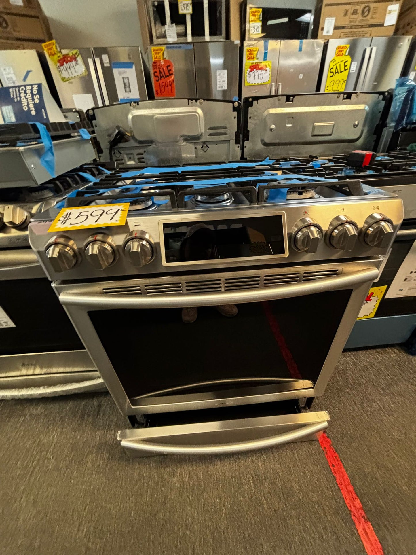 Samsung Gas range 5 burner slide in convection bake roast broil self clean Refurbished 30" item #GR263JL