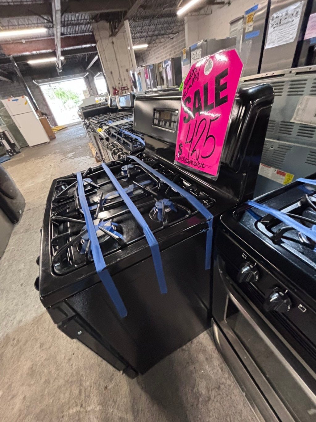 >*Sale🔥GE Gas range 5 burner convection oven bake ,broil Hi/Lo self clean in stainless steel used-Refurbished 30” #GSZQ7BB